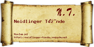 Neidlinger Tünde névjegykártya